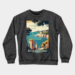 Cote d Azur vintage travel poster Crewneck Sweatshirt
